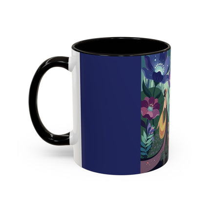 The Lady Of The Moonlit Fountain Colorful Mugs – Art Deco Botanical Serenity