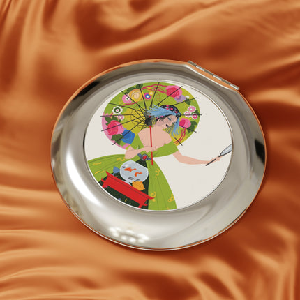 Lady with the Golden Fish Compact Mirror – Whimsical Fashion & Playful Fantasy