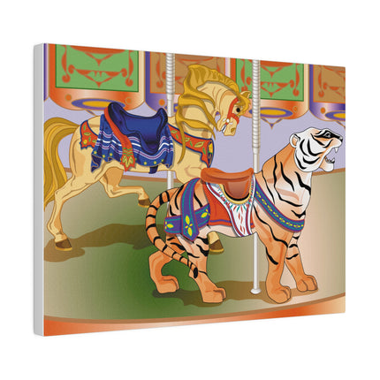 Carousel Splendor – Golden Horse and Tiger on a Whimsical Ride