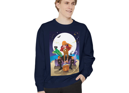 Moonlit Pirate Halloween Unisex Garment-Dyed Sweatshirt