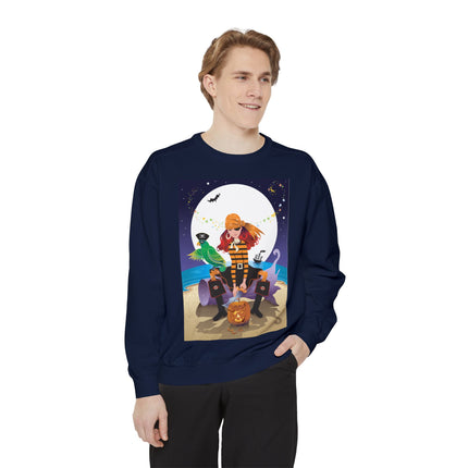 Moonlit Pirate Halloween Unisex Garment-Dyed Sweatshirt