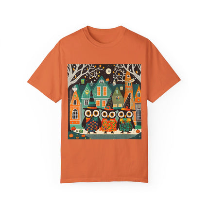 Night of the Trick-or-Treating Owlets Unisex Garment-Dyed T-shirt