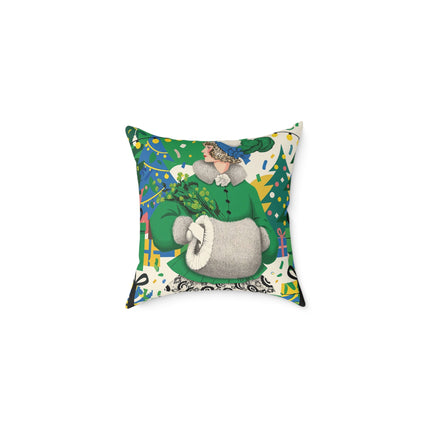 💚🎄 The Emerald Holly Christmas Square Pillow – Art Deco Holiday Elegance