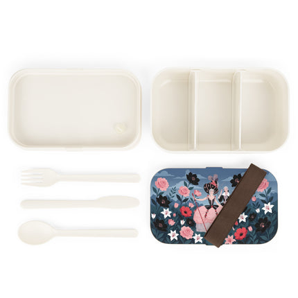 🌹🎭 The Rose Masquerade Promenade Bento Lunch Box – Art Deco Floral Elegance