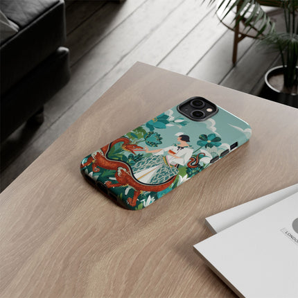 🐉🌿 The Dragon Keeper Phone Case – Art Deco Floral Fantasy