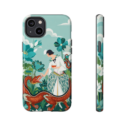 🐉🌿 The Dragon Keeper Phone Case – Art Deco Floral Fantasy