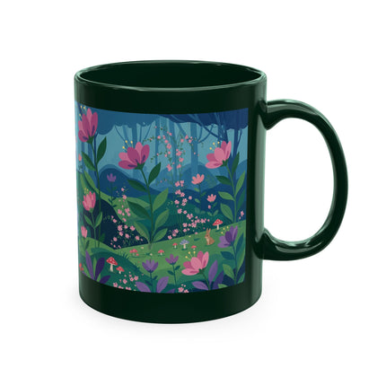 🌸☂️ The Lady Of The Enchanted Garden Stroll Ceramic Mug – Art Deco Floral Whimsy