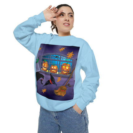 Whimsical Halloween Mischief Unisex Garment-Dyed Sweatshirt