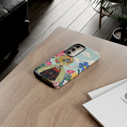 🌸🪞 The Floral Parasol Reflection Phone Case – Art Deco Garden Fantasy