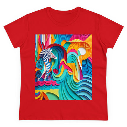 Surfing Zebra Women's Midweight Cotton Tee