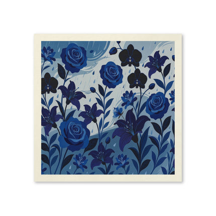 🌹💙 The Midnight Blue Rose And Orchid Garden Napkins – Art Deco Floral Elegance