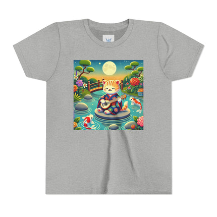 Melodic Kitten by the Koi Pond Youth Short Sleeve Tee