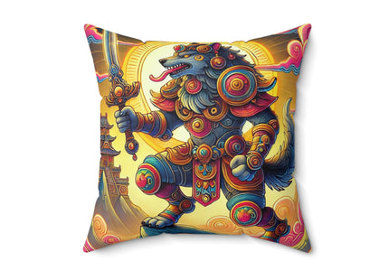 Mountain Wolf Spun Polyester Square Pillow