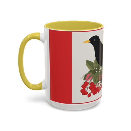 Blackbird & Rose Colorful Mugs – Timeless Elegance & Nature's Harmony