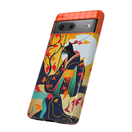 Black Cat in Kimono Phone Cases