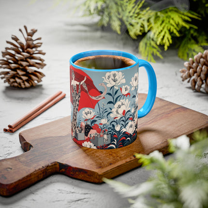 ❤️🌺 The Scarlet Parasol Spectacle Colorful Mug – Art Deco Fashion Elegance