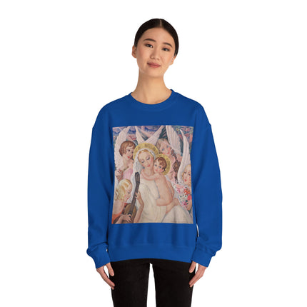 Madonna with Child Surrounded by Musical Angels by Gerda Wegener Heavy Blend™ Crewneck Sweatshirt