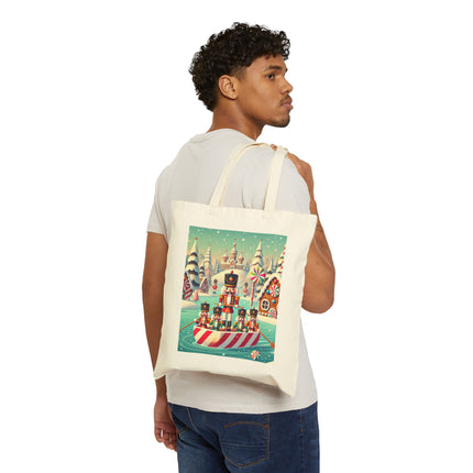 Nutcracker Candy-Striped Adventure Cotton Canvas Tote Bag