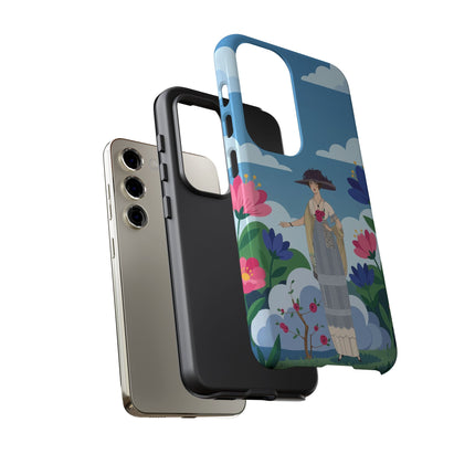 🌸🎩 The Lady Of The Grand Flower Garden Phone Case – Art Deco Fashion Illustration
