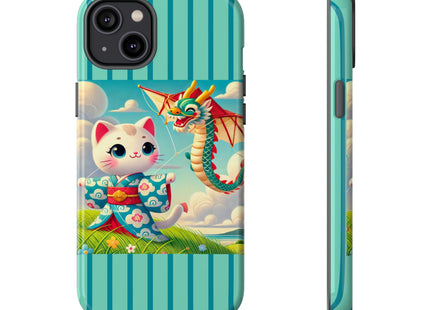 Geisha Kitten and the Dragon Kite Phone Cases