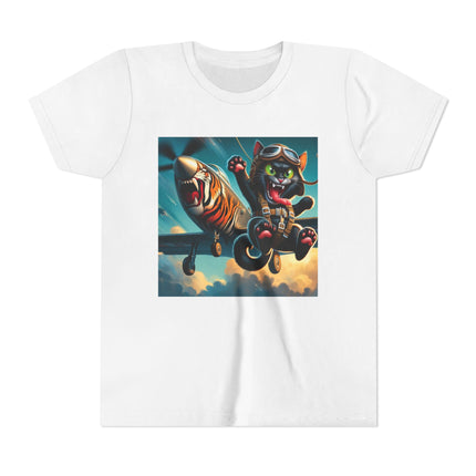 Parachuting Cat Commando Youth Short Sleeve Tee