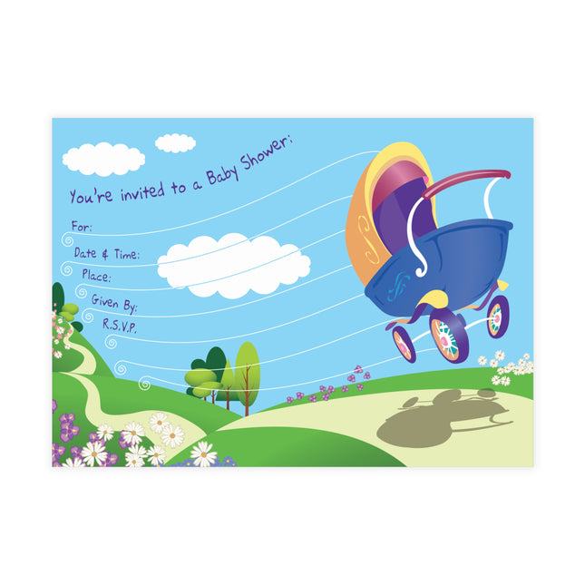Joyful Journeys Await Baby Shower Invitation! Bundles of 10, 30, 50 Pieces Available (envelopes included)