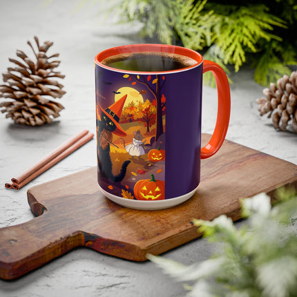 🐈‍⬛🎻 The Black Cat's Moonlit Melody Colorful Mug – Whimsical Halloween Music