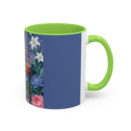 Whispers to the Golden Songbird Colorful Mugs – Art Deco Garden Elegance
