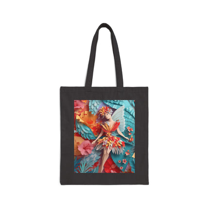 Hibiscus Fairy Cotton Canvas Tote Bag
