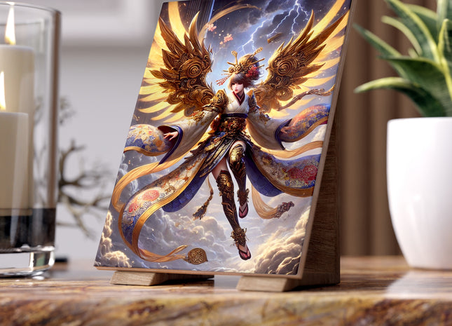 Valkyrie Descending Through Storm Ceramic Tile