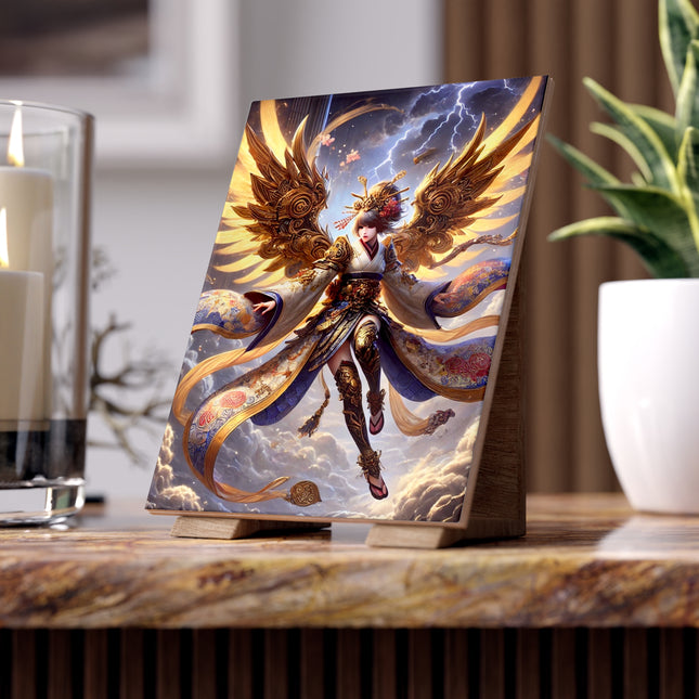 Valkyrie Descending Through Storm Ceramic Tile