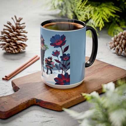 🎁🌺 The Christmas Gift Garden Stroll Colorful Mug – Art Deco Holiday Fantasy