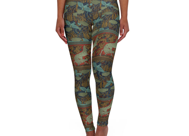 Kingfisher Flowers, Horses and Trees by Maurice Pillard Verneuil High Waisted Yoga Leggings (AOP)