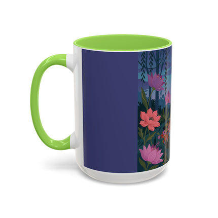 The Lady And The Midnight Birdcage Colorful Mugs – Art Deco Botanical Elegance