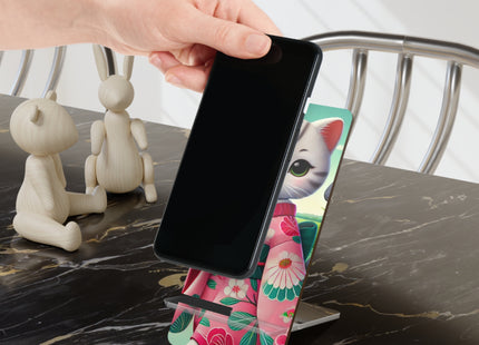 Geisha Kitten Strolls Among the Spoonbills Mobile Display Stand for Smartphones