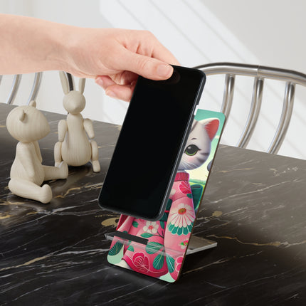 Geisha Kitten Strolls Among the Spoonbills Mobile Display Stand for Smartphones