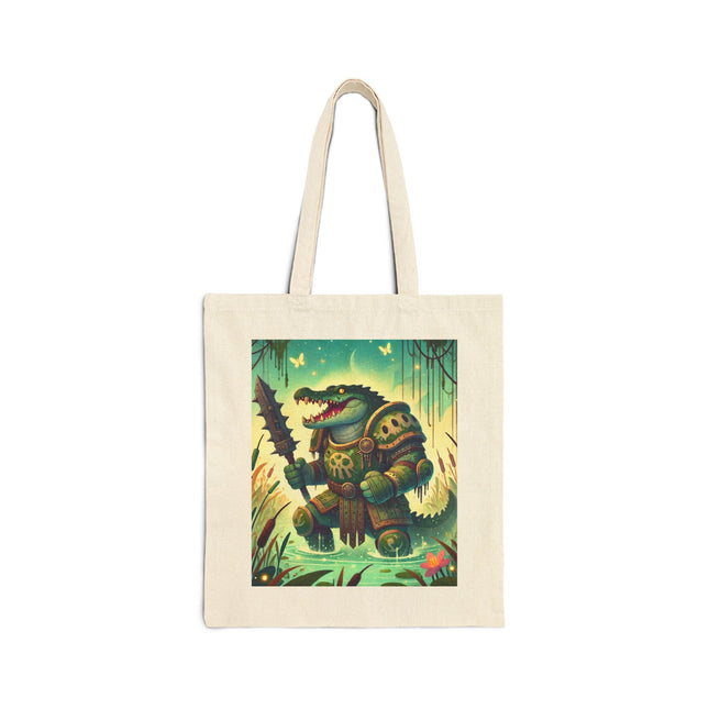 The Swamp Tyrant Cotton Canvas Tote Bag – Primal Power & Bog Dominion