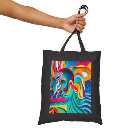 Surfing Zebra Cotton Canvas Tote Bag