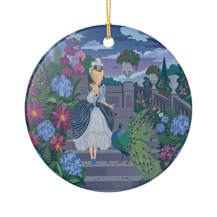 🦚🌸 The Peacock Garden Terrace Ceramic Ornament – Art Deco Floral Elegance