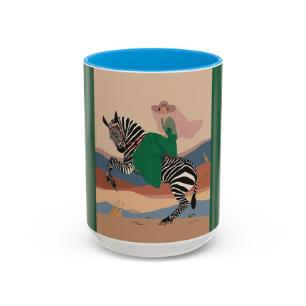 Zebra Rider Colorful Mugs – Safari Chic & Art Deco Adventure