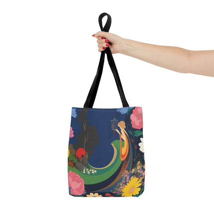 🌙🐦 The Lady Of The Moonlit Birdcage Tote Bag – Art Deco Floral Fantasy
