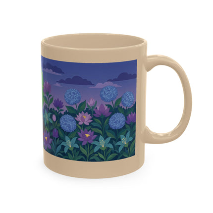 🧶☂️ The Lady Of The Garden Knitting Circle Ceramic Mug – Art Deco Floral Whimsy