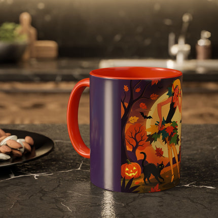 🌕🍂 Autumn Song Beneath The Harvest Moon Colorful Mug – Whimsical Halloween Charm