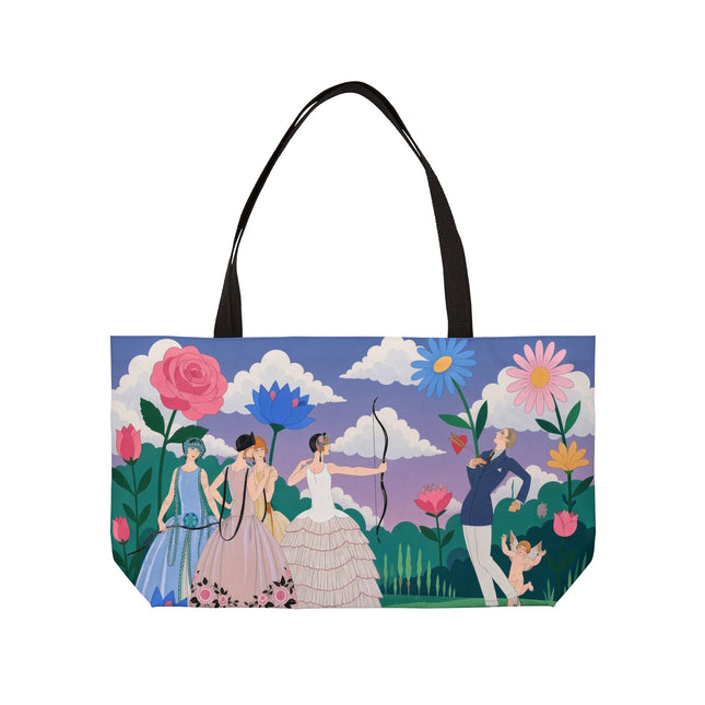 🌸🏹 The Garden Of Cupid’s Arrow Weekender Tote Bag – Art Deco Floral Romance