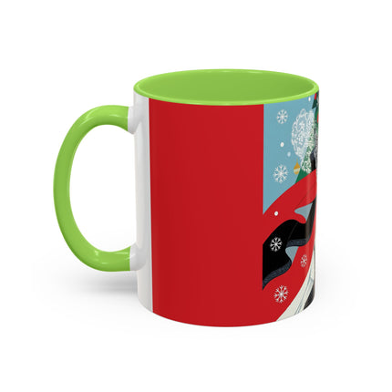 ❤️ The Lady Of The Crimson Scarf Colorful Mug – Art Deco Christmas Elegance