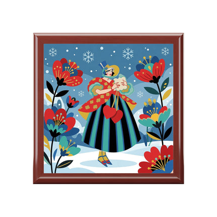 ❤️❄️ The Winter Heart Messenger Jewelry Box – Art Deco Snow Garden Fantasy