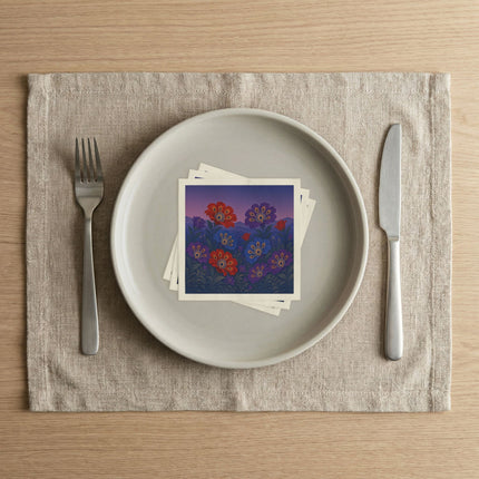 🦚🌺 The Peacock Jewel Twilight Garden Napkins – Art Deco Floral Elegance