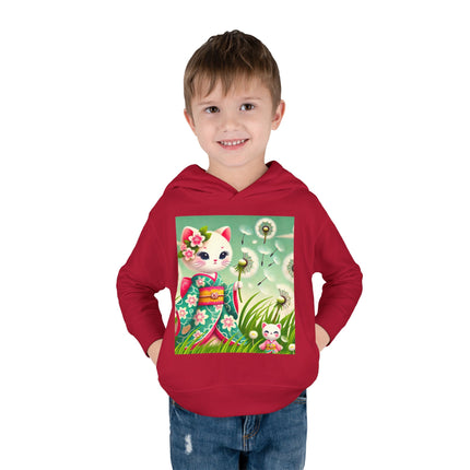 Geisha Kitten and the Dandelion Wish Toddler Pullover Fleece Hoodie