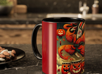 Jack-O’-Lantern Drums & The Kabuki Rabbit Colorful Mugs (11oz, 15oz)