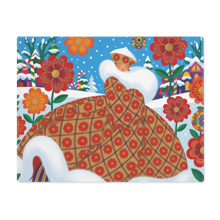 ❄️🌺 The Lady Of The Snowflower Christmas Placemat – Art Deco Holiday Fantasy